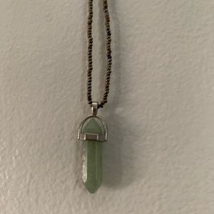Crystal hippie boho y2k green aventurine necklace with multicolor beaded chain